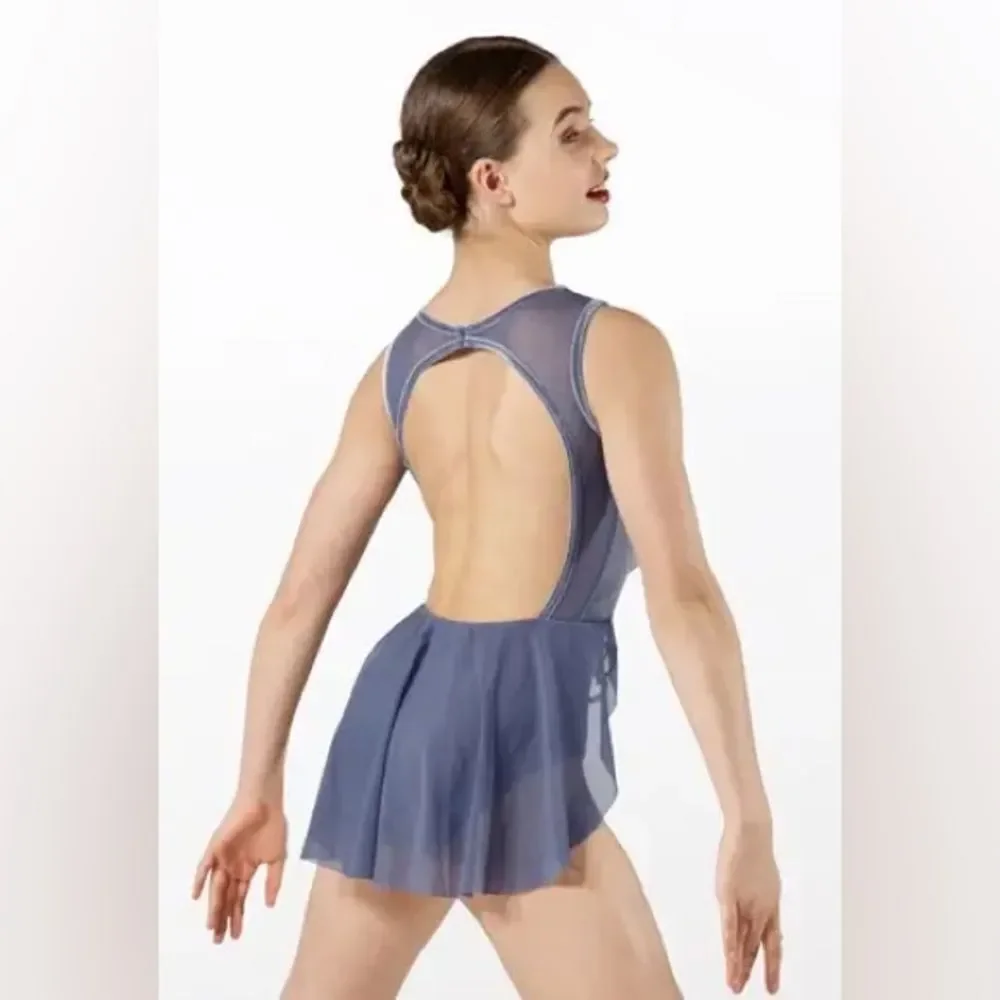 WEISSMAN solo Dance Costume Ruffle blue Velvet lyrical dress V12278 MA adult